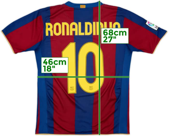 2007-08 Barcelona Home Shirt Ronaldinho #10 - 7/10 - (XL.Boys)