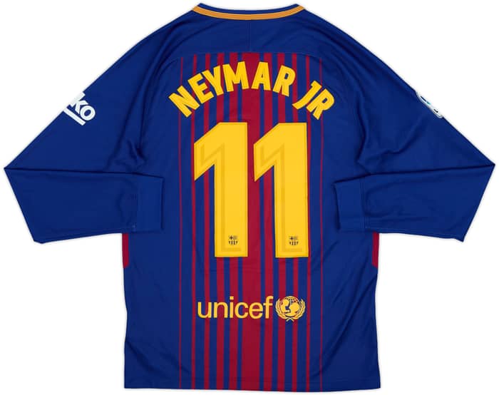 2017-18 Barcelona Home L/S Shirt Neymar Jr #11 - 8/10 - (S)