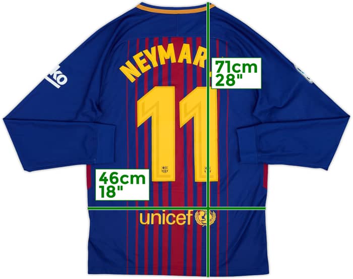 2017-18 Barcelona Home L/S Shirt Neymar Jr #11 - 8/10 - (S)