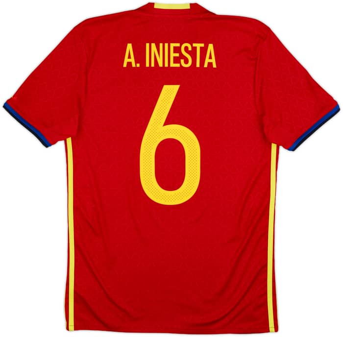 2016-17 Spain Home Shirt A. Iniesta #6 - 8/10 - (S)