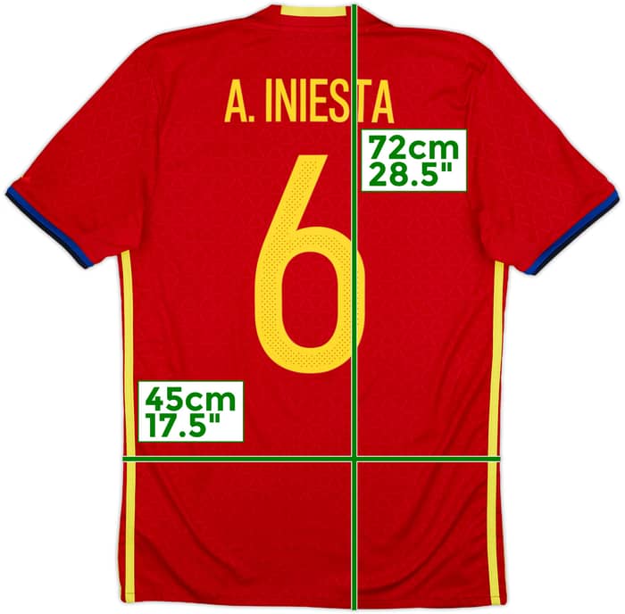 2016-17 Spain Home Shirt A. Iniesta #6 - 8/10 - (S)