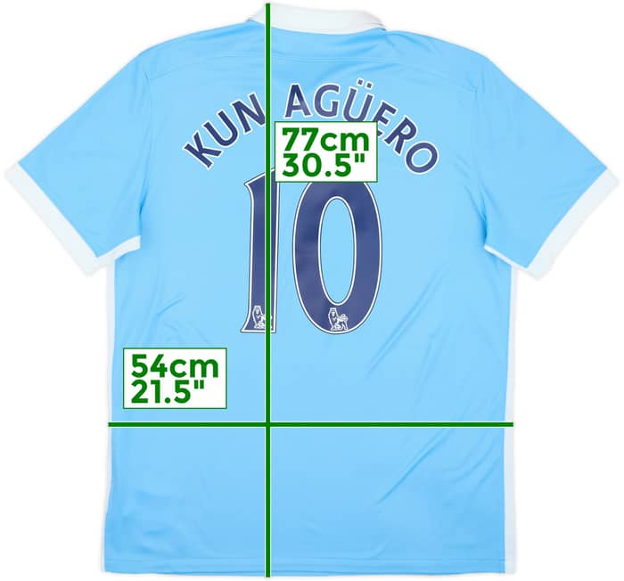 2015-16 Manchester City Home Shirt Kun Aguero #10 - 9/10 - (L)