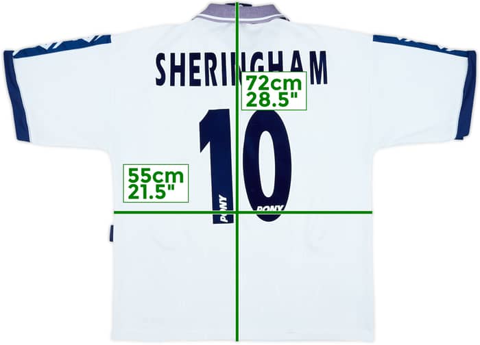 1995-97 Tottenham Home Shirt Sheringham #10 - 6/10 - (L)