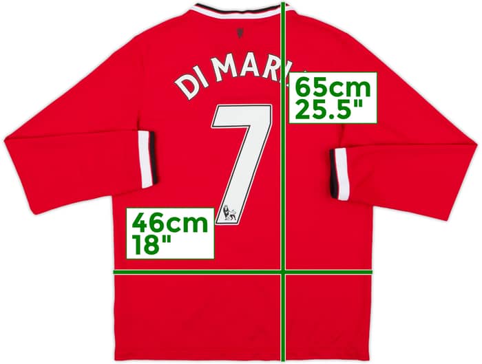 2014-15 Manchester United Home L/S Shirt Di Maria #7 - 8/10 - (XL.Boys)
