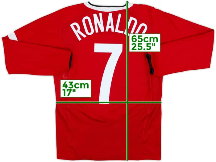 2004-06 Manchester United Home L/S Shirt Ronaldo #7 - 8/10 - (XL.Boys)