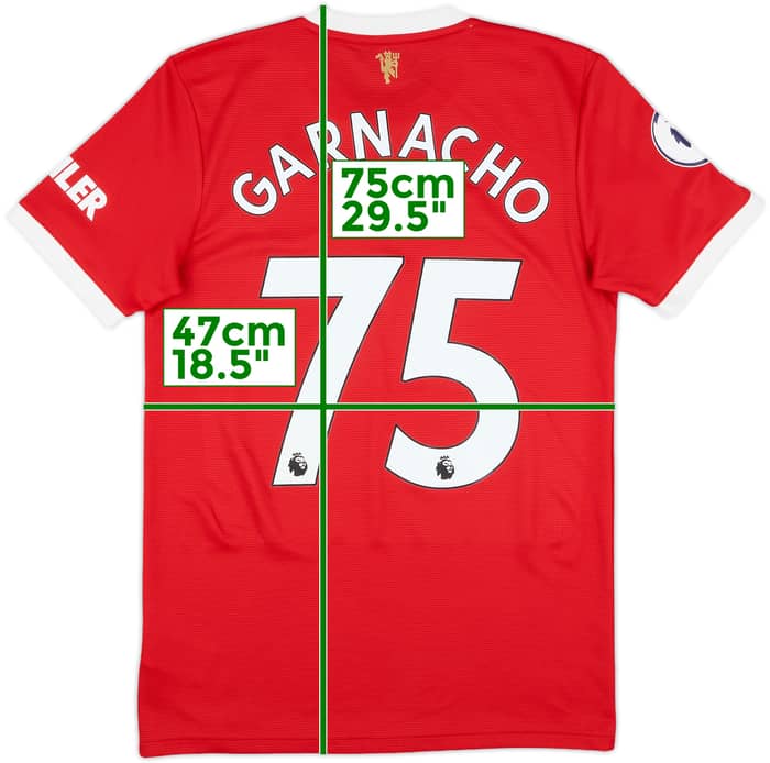 2021-22 Manchester United Home Shirt Garnacho #75 - 8/10 - (S)