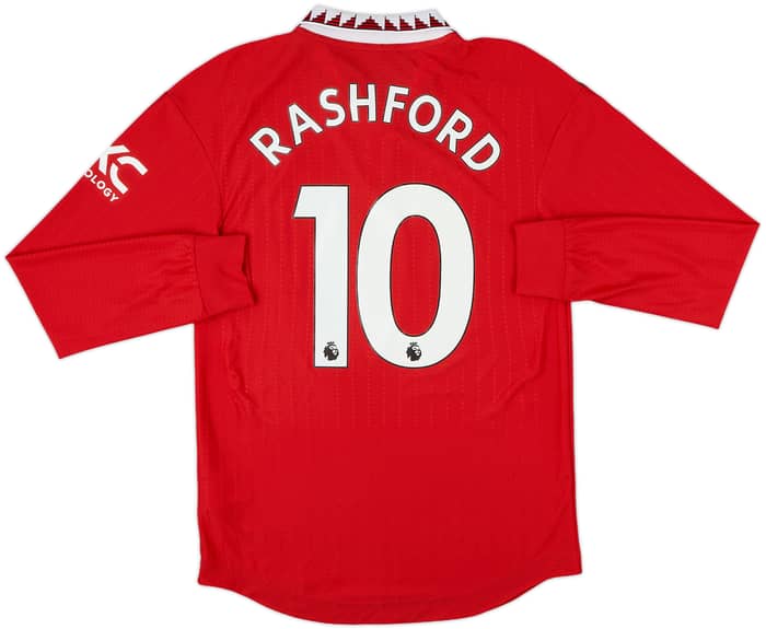 2022-23 Manchester United Authentic Home L/S Shirt Rashford #10 - 10/10 - (S)
