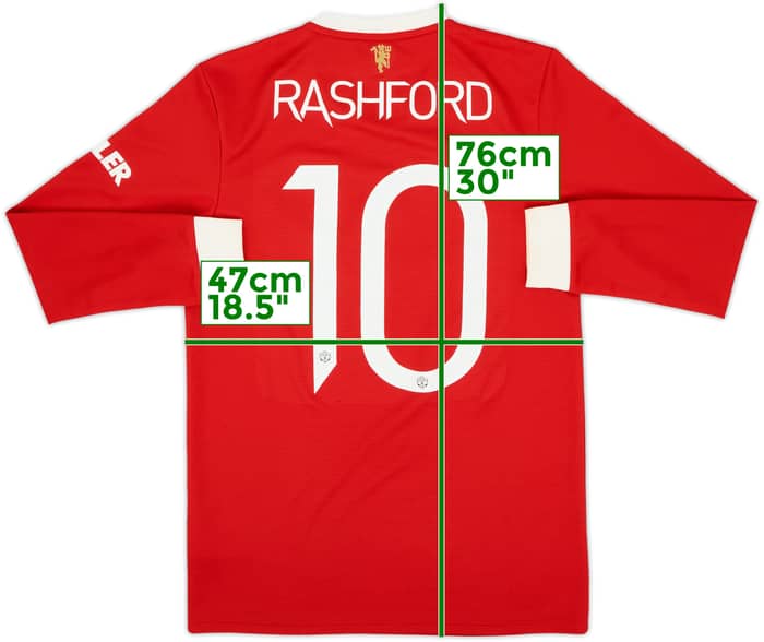 2021-22 Manchester United Home L/S Shirt Rashford #10 (S)