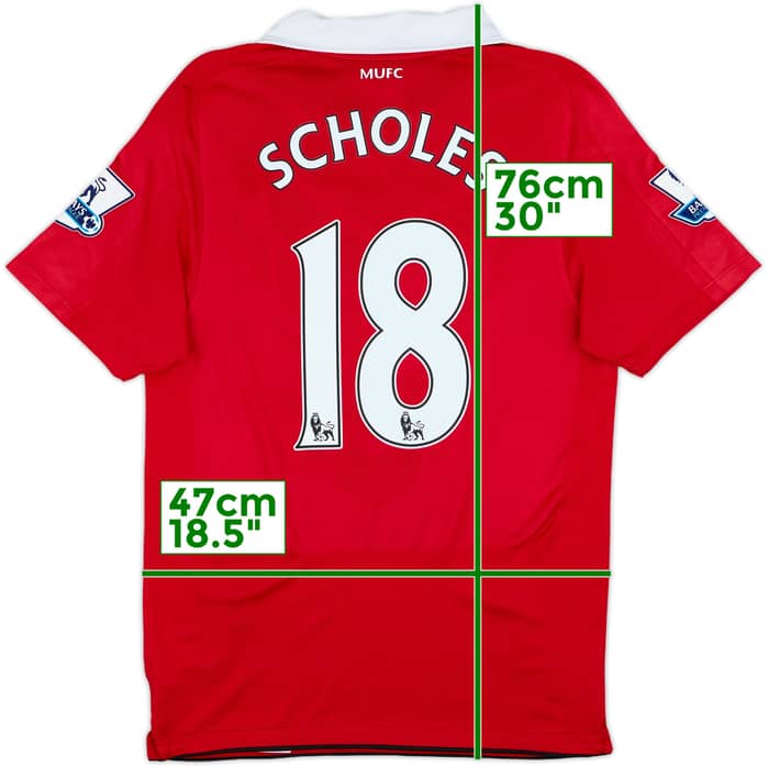 2010-11 Manchester United Home Shirt Scholes #18 - 9/10 - (S)