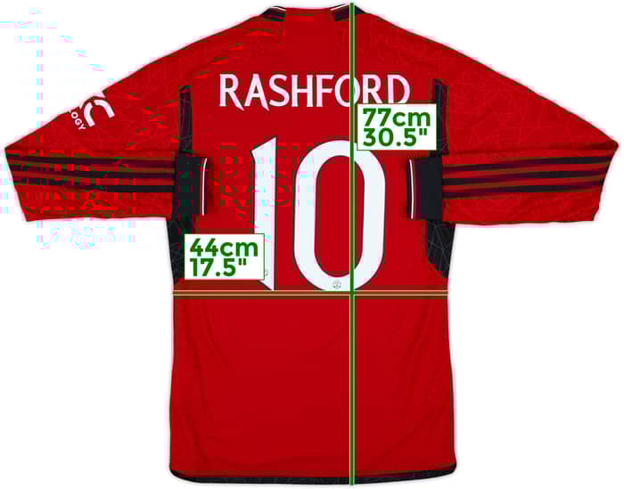 2023-24 Manchester United Authentic Home L/S Shirt Rashford #10 - 8/10 - (S)