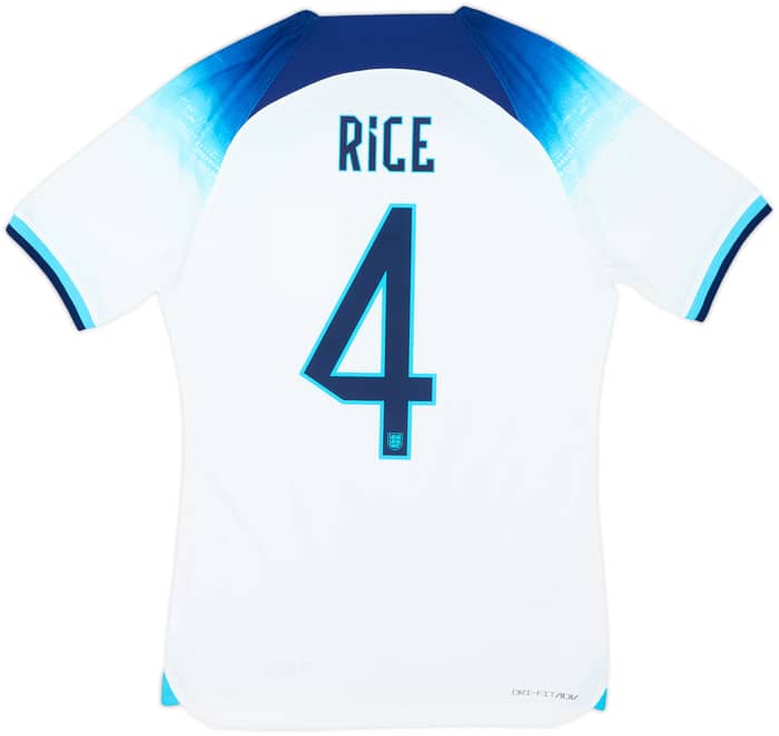 2022-23 England Authentic Home Shirt Rice #4 - 10/10 - (S)
