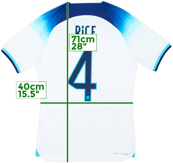 2022-23 England Authentic Home Shirt Rice #4 - 10/10 - (S)