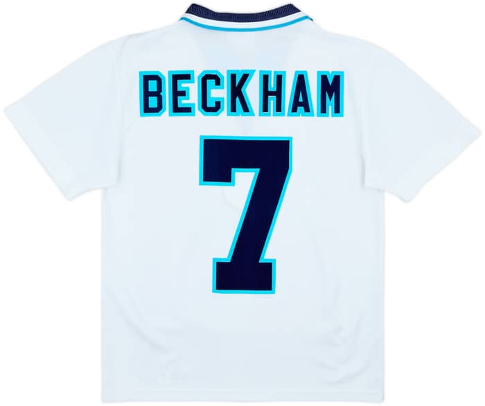 1995-97 England Home Shirt Beckham #7 - 8/10 - (Y)