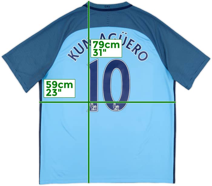 2016-17 Manchester City Home Shirt Kun Aguero #10 - 8/10 - (XL)
