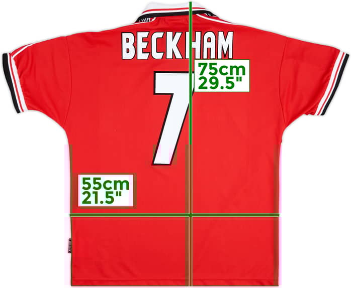 1998-00 Manchester United Home Shirt Beckham #7 - 8/10 - (L)