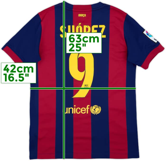 2014-15 Barcelona Home Shirt Suarez #9 - 9/10 - (L.Boys)