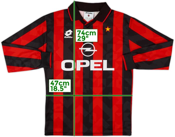 1995-96 AC Milan Home L/S Shirt - 8/10 - (S)