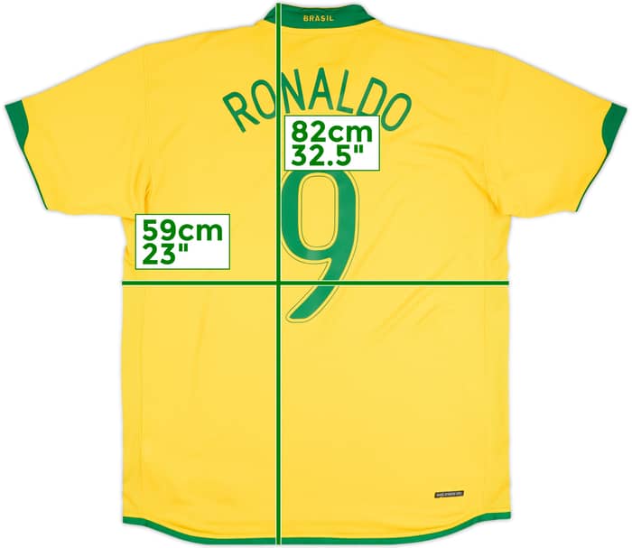 2006-08 Brazil Home Shirt Ronaldo #9 - 8/10 - (XL)