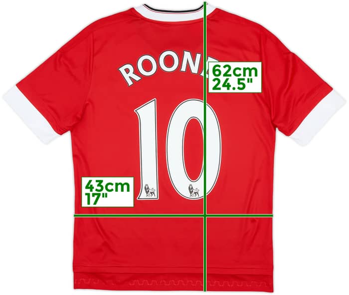 2015-16 Manchester United Home Shirt Rooney #10 - 9/10 - (L.Boys)