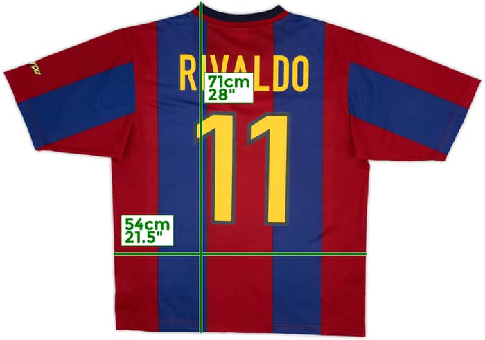 1998-00 Barcelona Basic Home Shirt Rivaldo #11 - 8/10 - (M)