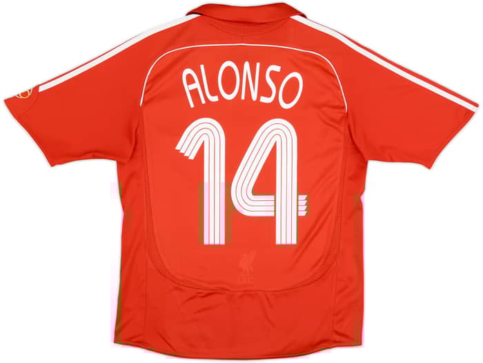 2006-08 Liverpool Home Shirt Alonso #14 - 7/10 - (XL.Boys)