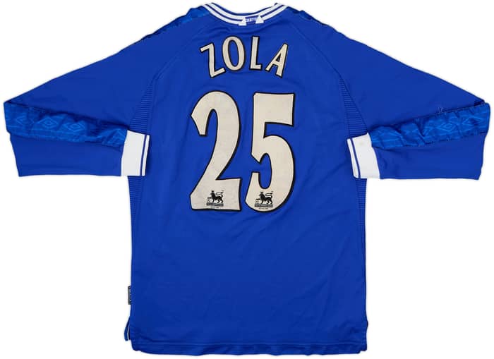 1999-01 Chelsea Home L/S Shirt Zola #25 - 6/10 - (Y)