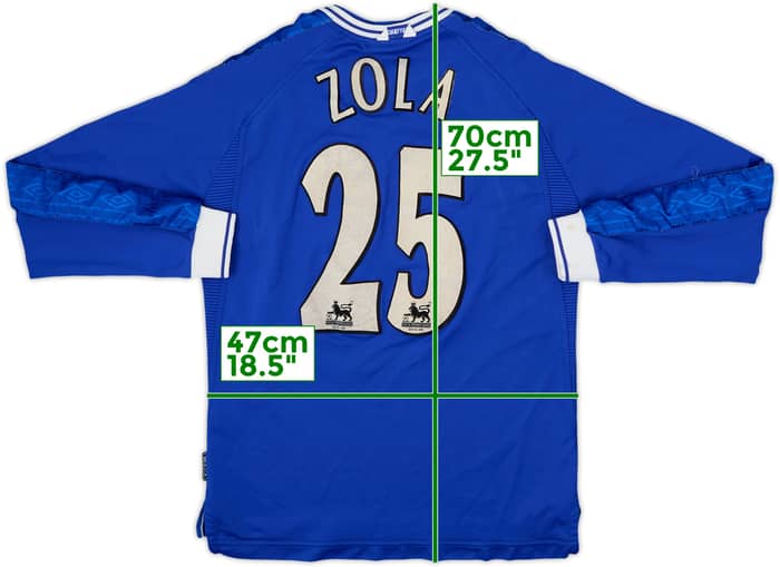 1999-01 Chelsea Home L/S Shirt Zola #25 - 6/10 - (Y)
