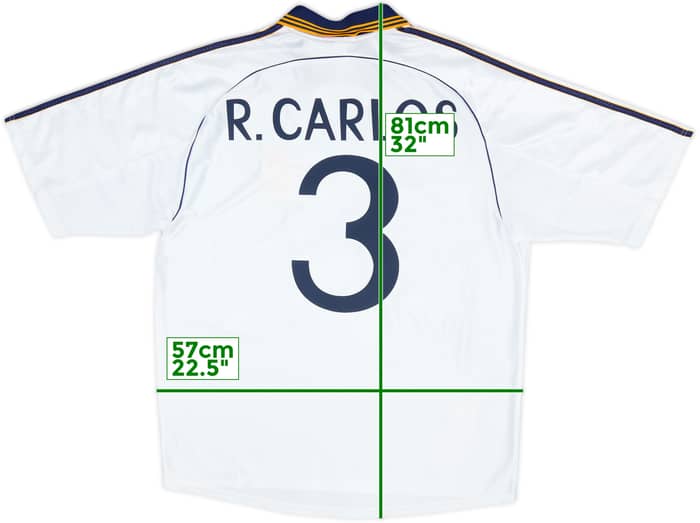 1998-00 Real Madrid Home Shirt R.Carlos #3 - 8/10 - (L)