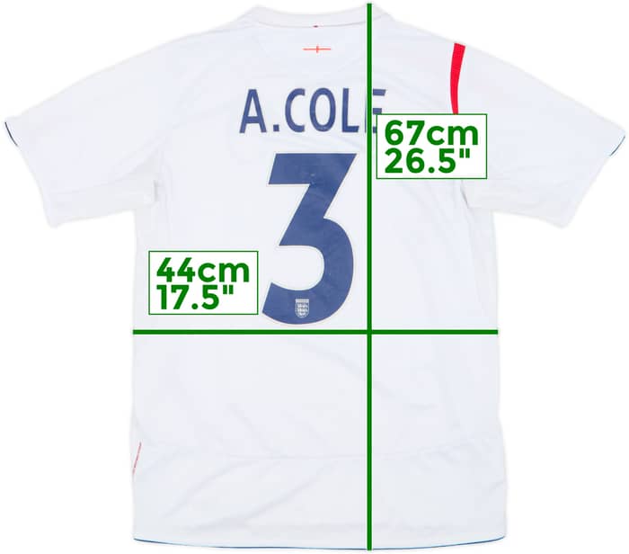 2005-07 England Home Shirt A.Cole #3 - 6/10 - (XL.Boys)