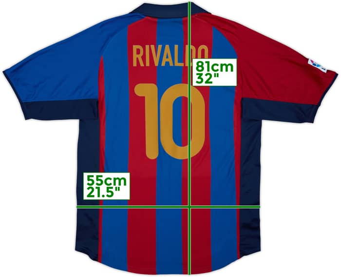 2001-02 Barcelona Home Shirt Rivaldo #10 - 8/10 - (L)