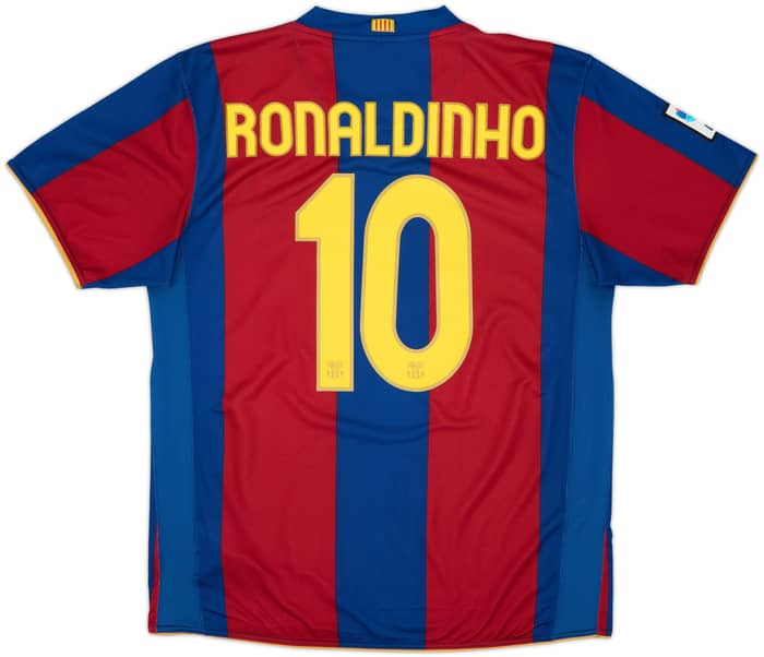 2007-08 Barcelona Home Shirt Ronaldinho #10 - 8/10 - (L)