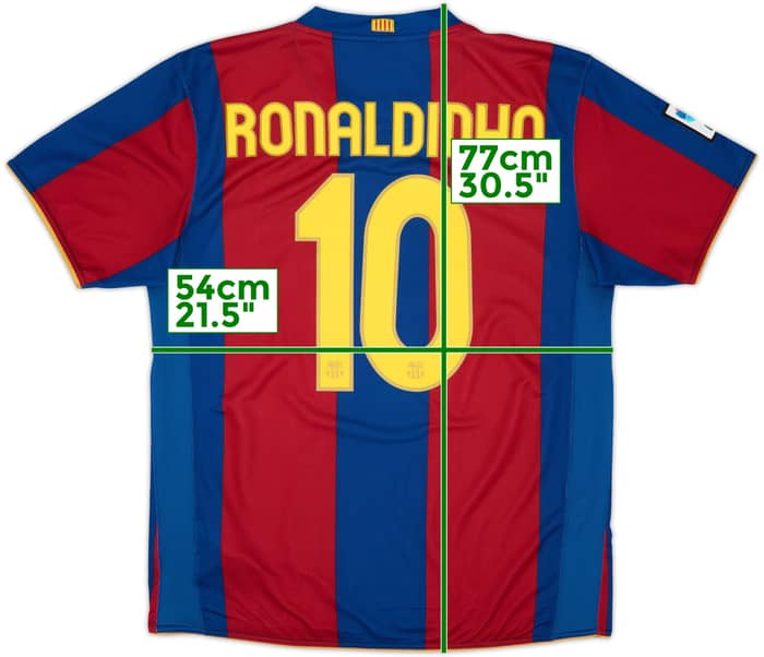 2007-08 Barcelona Home Shirt Ronaldinho #10 - 8/10 - (L)