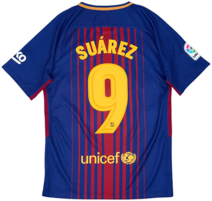 2017-18 Barcelona Home Shirt Suarez #9 - 8/10 - (S)