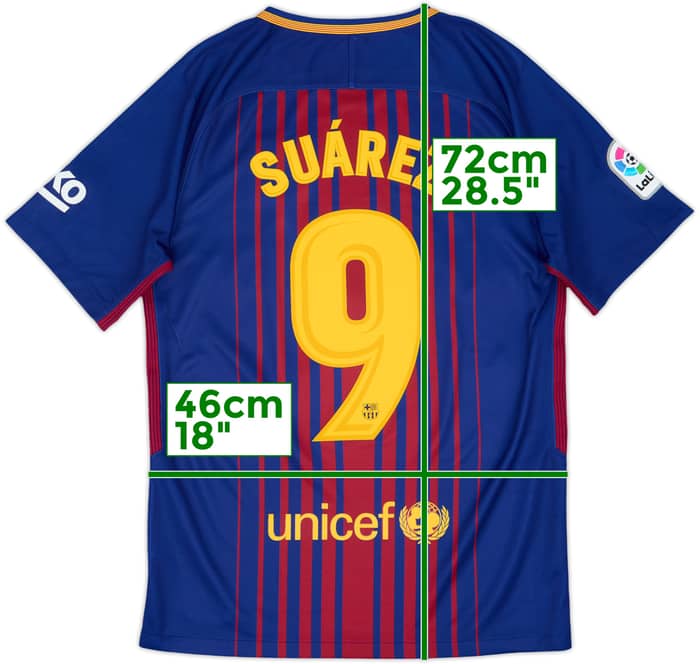 2017-18 Barcelona Home Shirt Suarez #9 - 8/10 - (S)