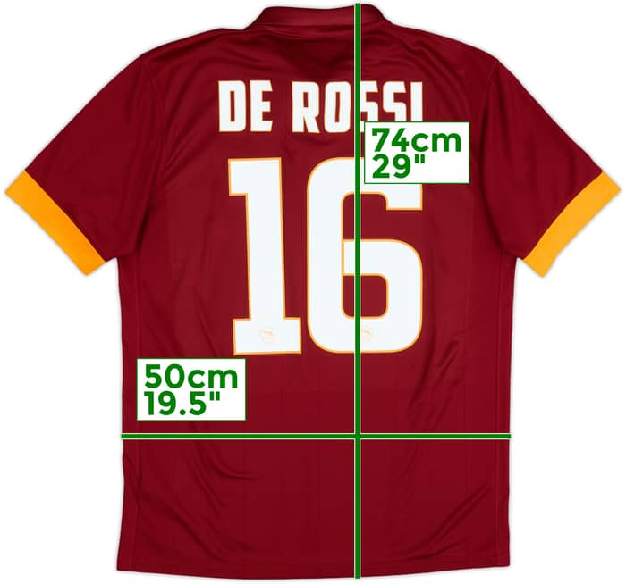 2014-15 Roma Home Shirt De Rossi #16 - 6/10 - (M)