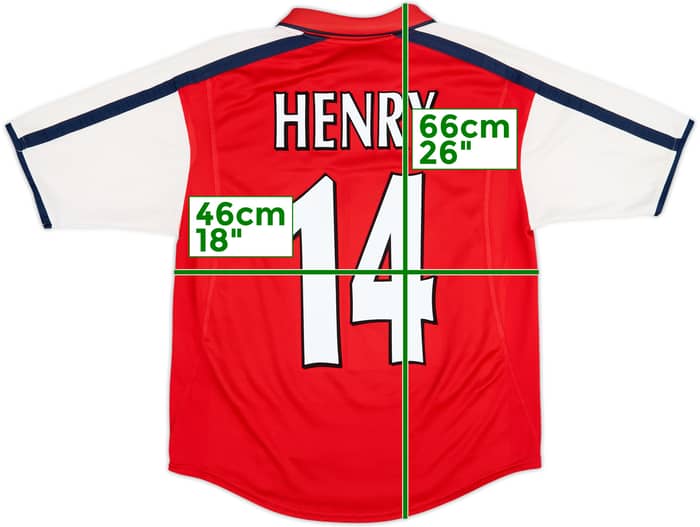2000-02 Arsenal Home Shirt Henry #14 - 6/10 - (XL.Boys)