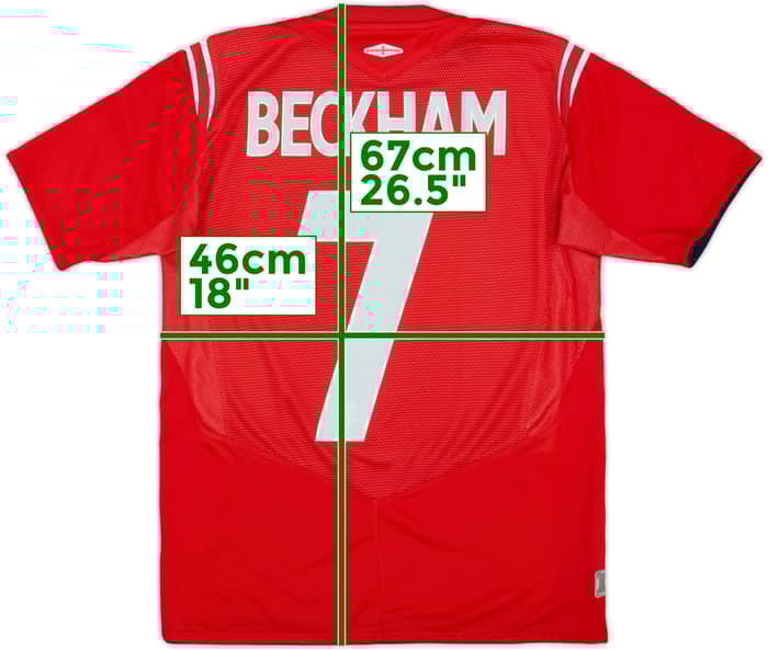 2004-06 England Away Shirt Beckham #7 - 8/10 - (XL.Boys)