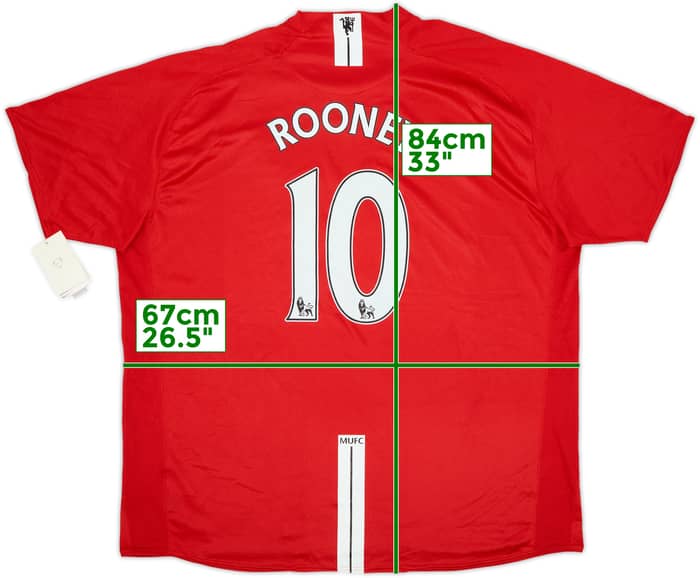 2007-09 Manchester United Home Shirt Rooney #10 (3XL)