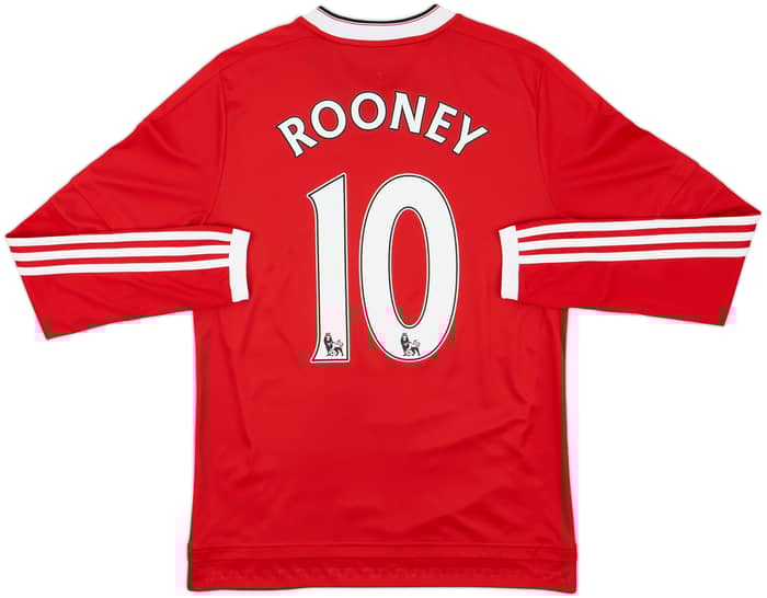 2015-16 Manchester United Home L/S Shirt Rooney #10 - 7/10 - (XL.Boys)