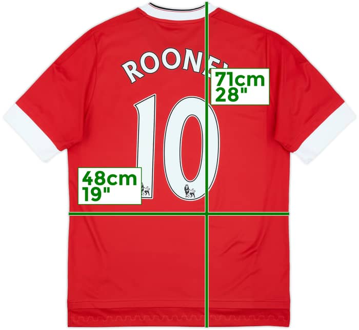 2015-16 Manchester United Home Shirt Rooney #10 - 9/10 - (XL.Boys)