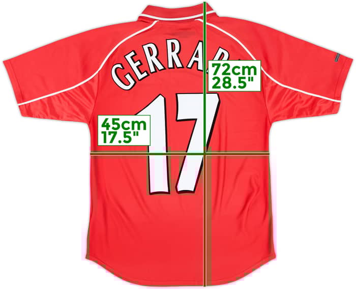 2000-02 Liverpool Home Shirt Gerrard #17 - 8/10 - (Y)