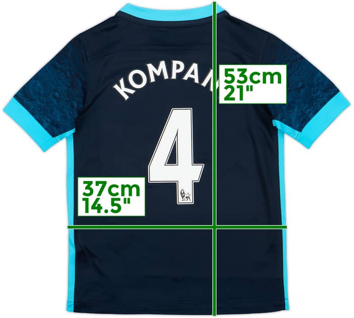 2015-16 Manchester City Away Shirt Kompany #4 - 7/10 - (S.Boys)