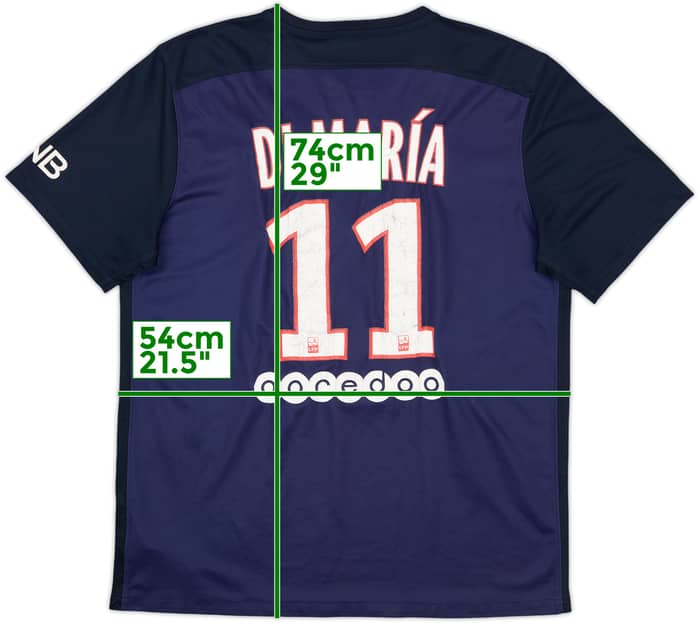 2015-16 Paris Saint-Germain Home Shirt Di Maria #11 - 5/10 - (L)