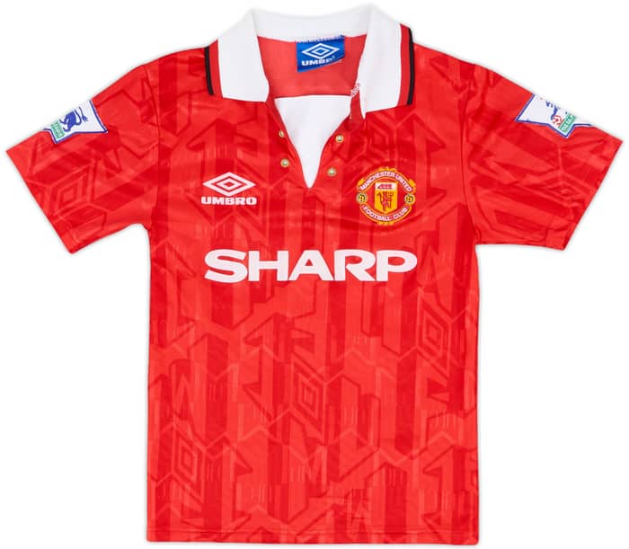 1992-94 Manchester United Home Shirt Hughes #10 - 6/10 - (S.Boys)