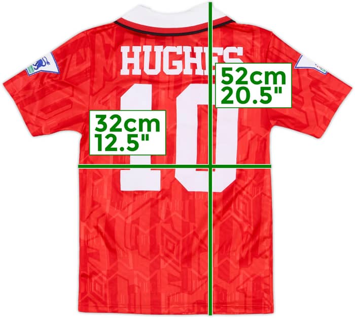 1992-94 Manchester United Home Shirt Hughes #10 - 6/10 - (S.Boys)