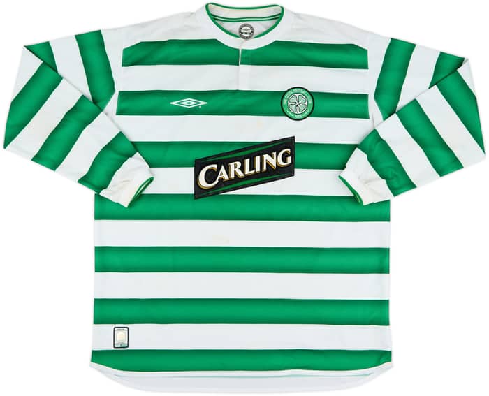 2003-04 Celtic Signed Home L/S Shirt Balde #6 - 7/10 - (XL)