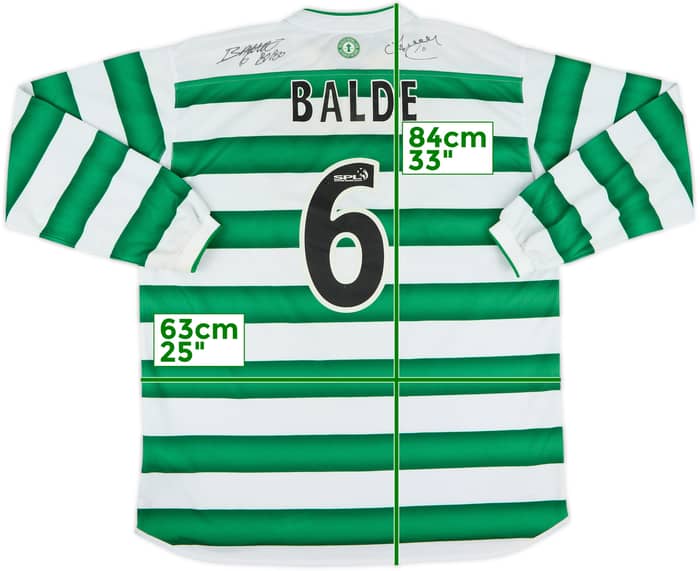 2003-04 Celtic Signed Home L/S Shirt Balde #6 - 7/10 - (XL)