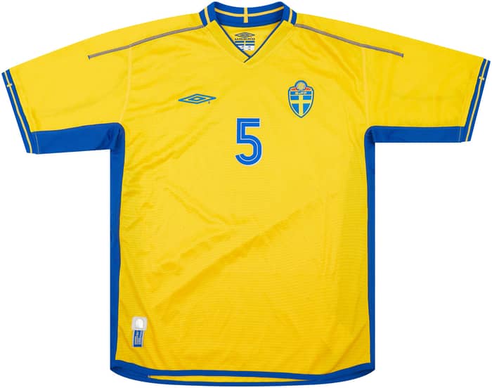 2004 Sweden Match Worn Home Shirt #5 (Dorsin) v Scotland