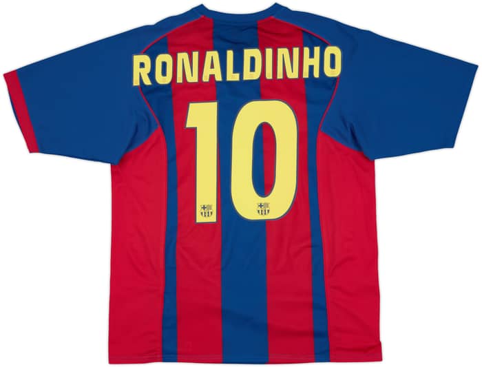 2004-05 Barcelona Basic Home Shirt Ronaldinho #10 - 8/10 - (M)