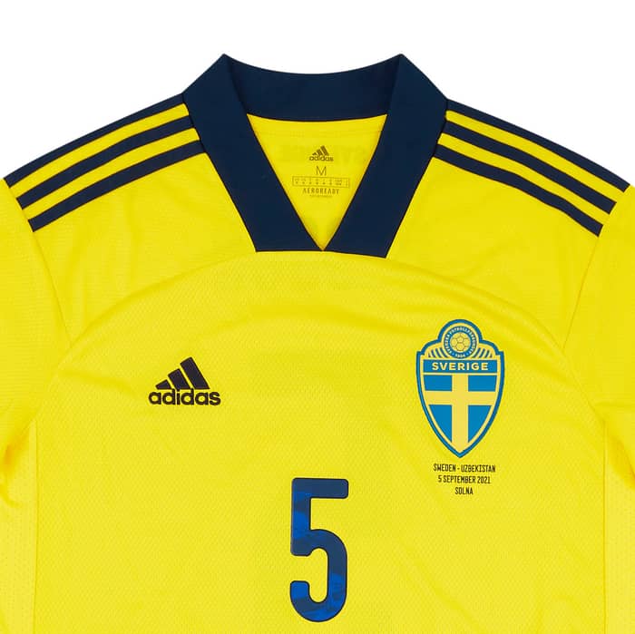 2021 Sweden Match Worn Home Shirt Olsson #5 (v Uzbekistan)